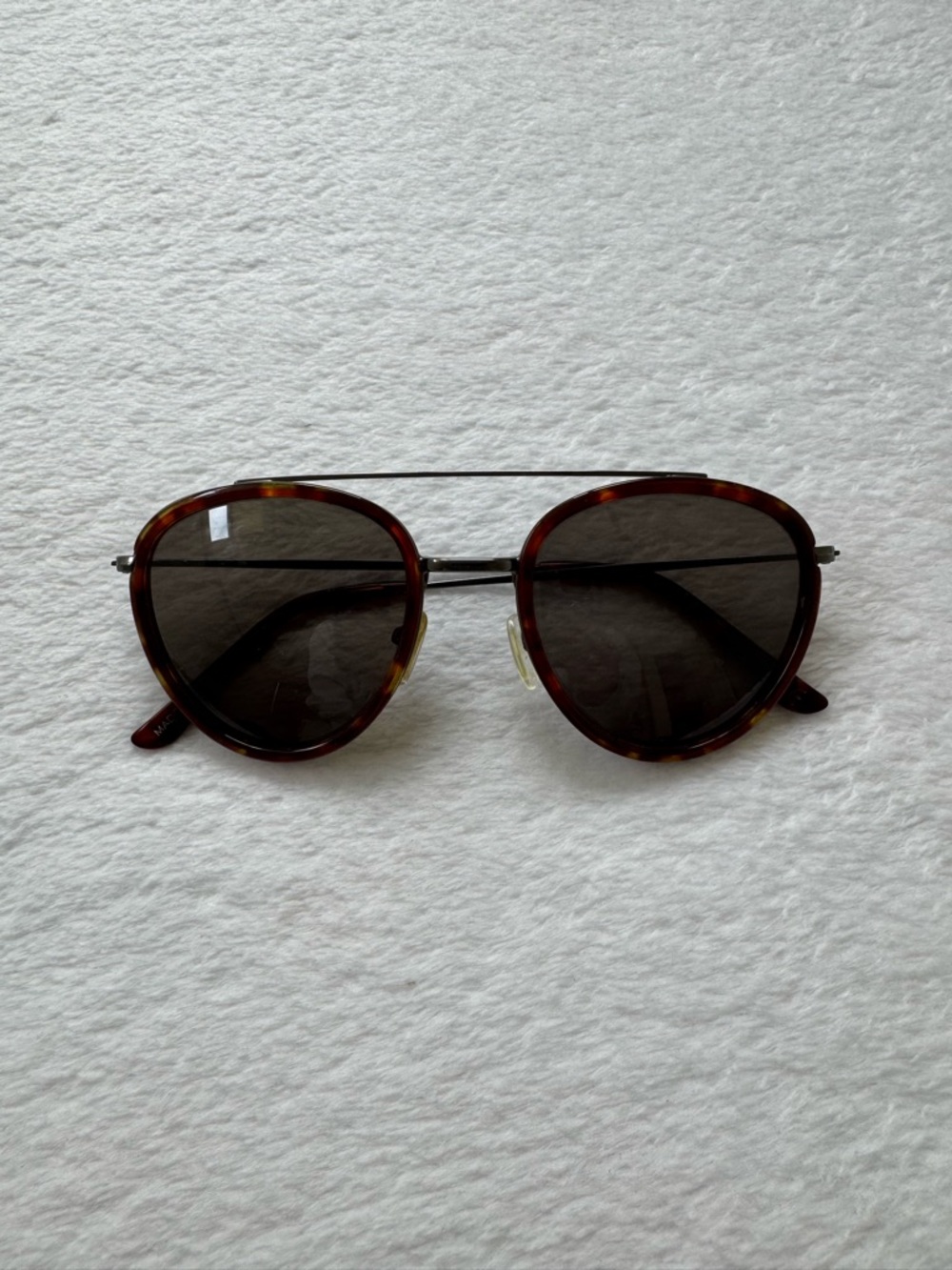 Tortoiseshell Round Aviator Men's Sunglasses - Brown Lenses